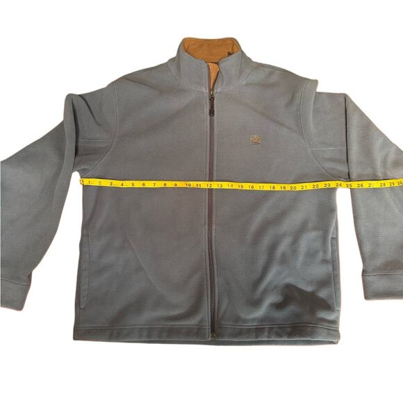 TIMBERLAND Men’s Blue Fleece Zip-Up Jacket with Brown Lining - Picture 9 of 10